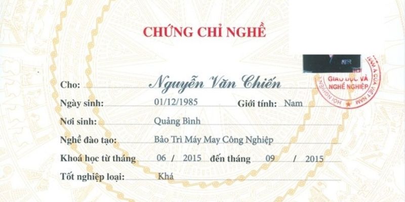 Chứng chỉ nghề đào tạo bảo trì máy may công nghiệp